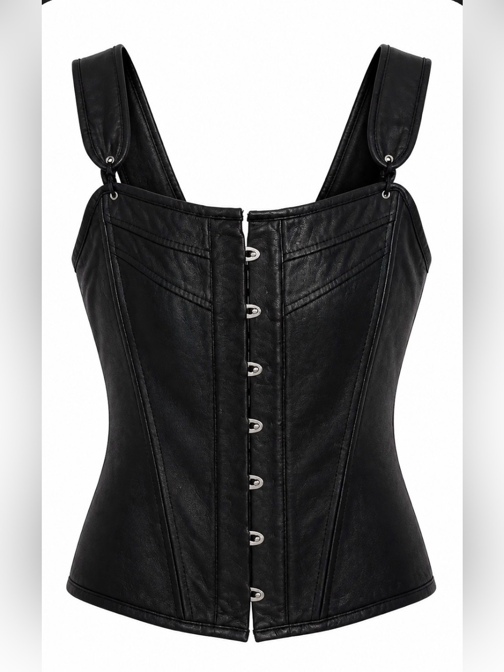 Black Genuine Leather Corset Top